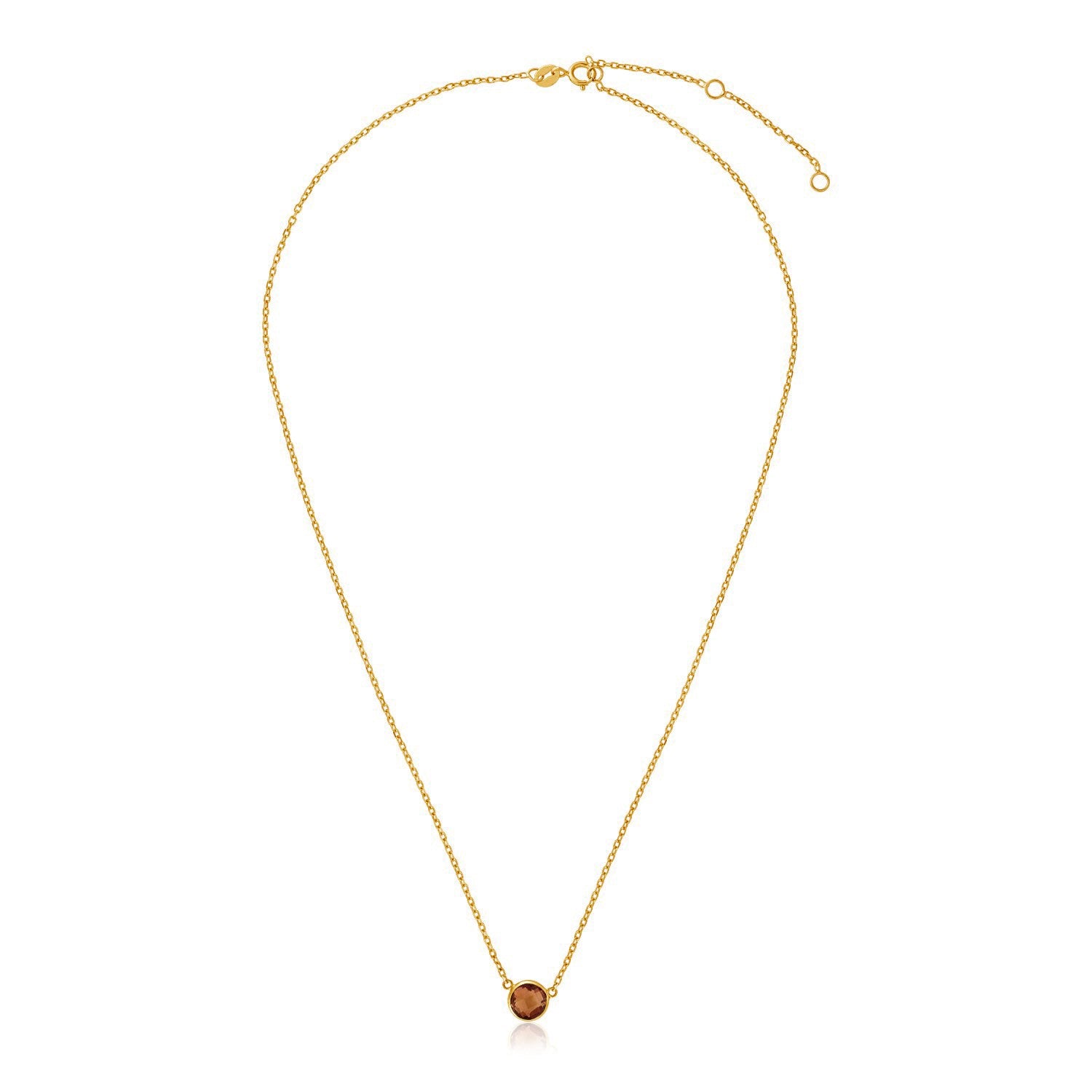 Yellow Gold 14k 17 inch Necklace with Round Citrine & Spring Ring Clasp