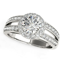 Load image into Gallery viewer, 14k White Gold Round Split Shank Style Diamond Engagement Ring (1 1/2 cttw)