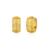Yellow Gold 14k Diamond Cut Hoop Design Earrings in Snap Lock