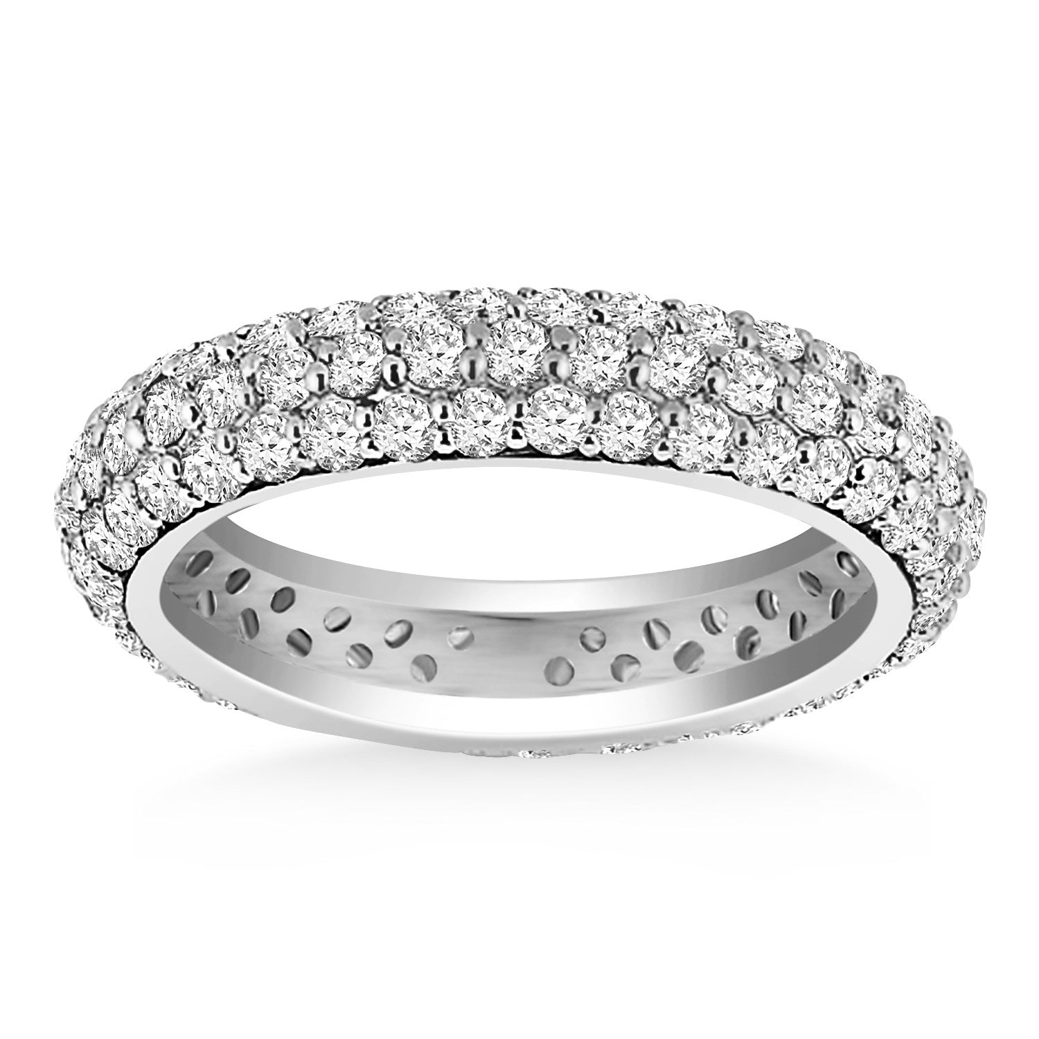 White Gold 14k Crafted Cupola Round Diamond Eternity Ring