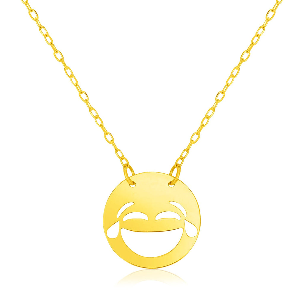 Yellow Gold 14k Necklace with LOL Emoji Symbol in Spring Ring Clasp