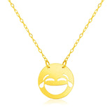 Yellow Gold 14k Necklace with LOL Emoji Symbol in Spring Ring Clasp