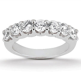 White Gold 14k Crafted Diamond Scalloped Shared U Prong Setting Wedding Ring Band