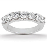 White Gold 14k Crafted Diamond Scalloped Shared U Prong Setting Wedding Ring Band