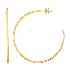 Yellow Gold 14k Crafted Polished Hoop Earrings in Push Back Clasp Ideal for Any Ocassions
