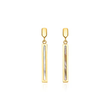 Load image into Gallery viewer, 14k Yellow Gold Bar Drop Earrings with Mother of Pearl