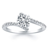 White Gold 14k Open Shank Bypass Diamond Engagement Ring Ideal Any Ocassions