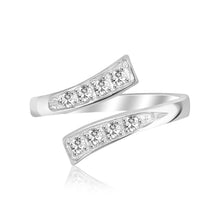 Load image into Gallery viewer, Sterling Silver Rhodium Plated Toe Ring with White Cubic Zirconia Accents