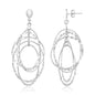 Sterling Silver Textured Oval Dangle Earrings in Push Back Closure