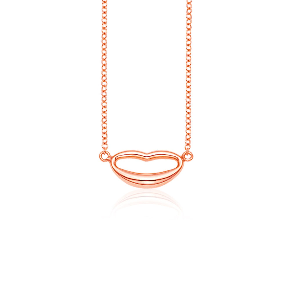 Rose Gold 14k Lips Necklace in Lobster Claw Lock