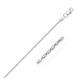 White Gold 14k 1.5mm Round Wheat Chain in Lobster Claw Lock