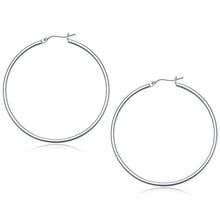 Load image into Gallery viewer, White Gold 14k 50 mm Polished Hoop Earrings in Snap Lock