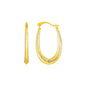 Two Toned Gold 14k Elongated Hoop Earrings in Hinged Snap Back