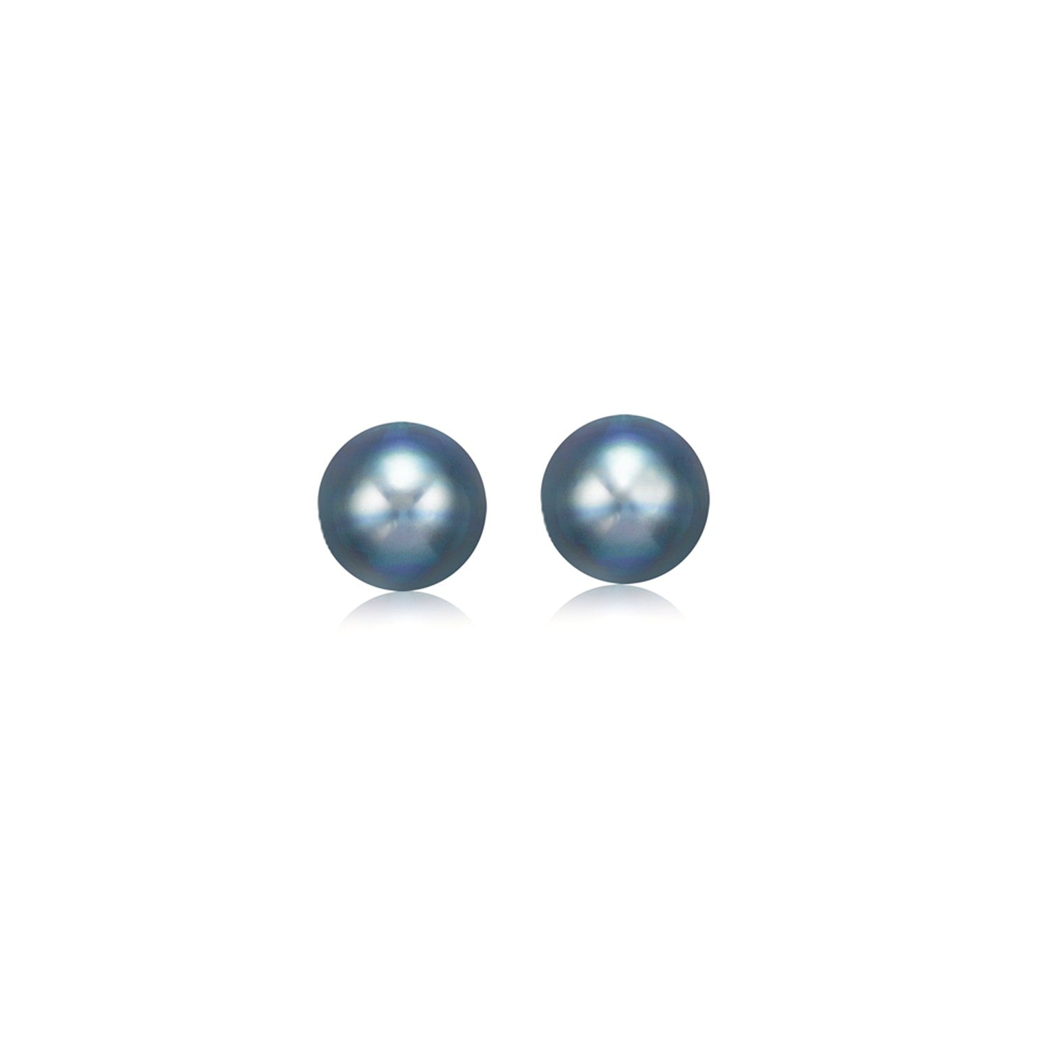 Yellow Gold 14k 7.0 mm Cultured Black Pearl Stud Earrings in Push Back Backing