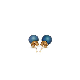 Yellow Gold 14k 7.0 mm Cultured Black Pearl Stud Earrings in Push Back Backing