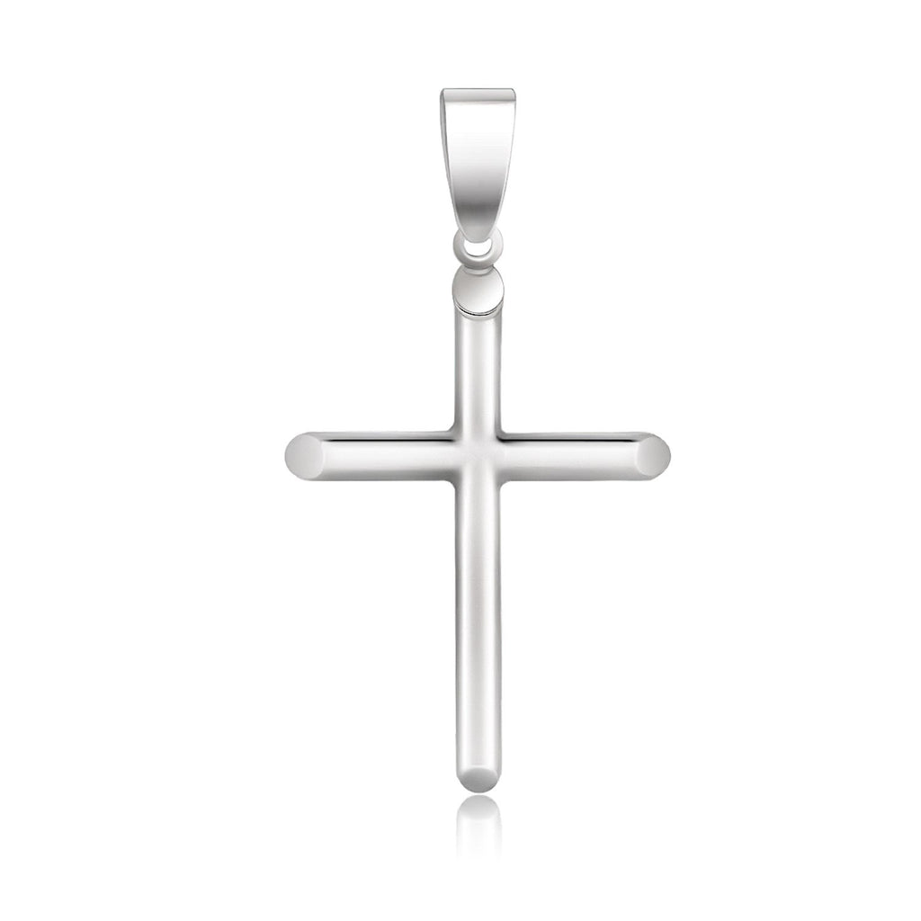 White Gold 14k Stunning Slim Cross with Tapered Ends Pendant