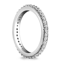 Load image into Gallery viewer, White Gold 14k Crafted Pave Set Round Cut Diamond Eternity Ring with Milgrained Edging