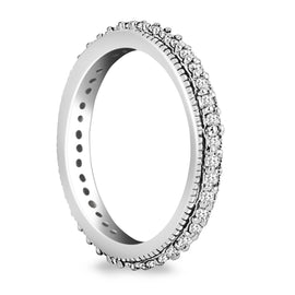 White Gold 14k Crafted Pave Set Round Cut Diamond Eternity Ring with Milgrained Edging