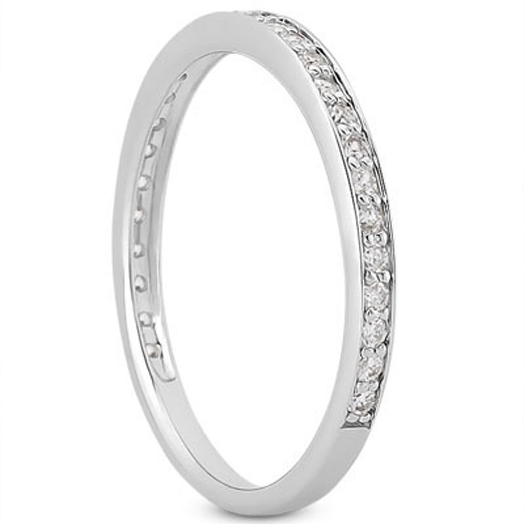 White Gold 14k Crafted Micro-pave Diamond Wedding Ring Band Set 3/4 Around
