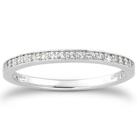 White Gold 14k Crafted Micro-pave Diamond Wedding Ring Band Set 3/4 Around