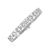 White Gold 14k Basket Weave Bracelet in Box With Tongue Clasp