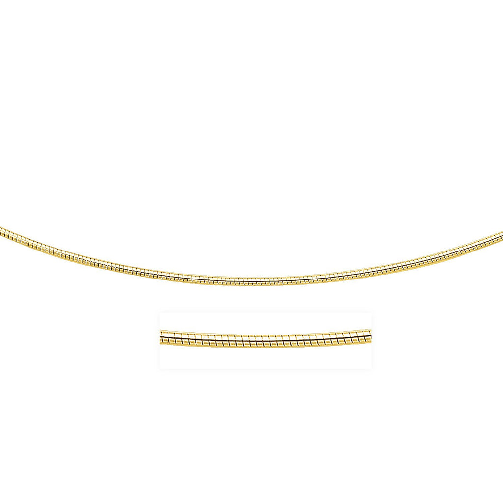 Yellow Gold 14k Necklace in a Round Omega Chain Style in Lobster Claw Lock