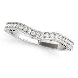 White Gold 14k Crafted Milgrained Pave Set Curved Diamond Wedding Band 1/5 cttw