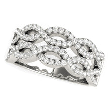 Load image into Gallery viewer, White Gold 14k Elegant Diamond Studded Double Interlocking Waves Ring