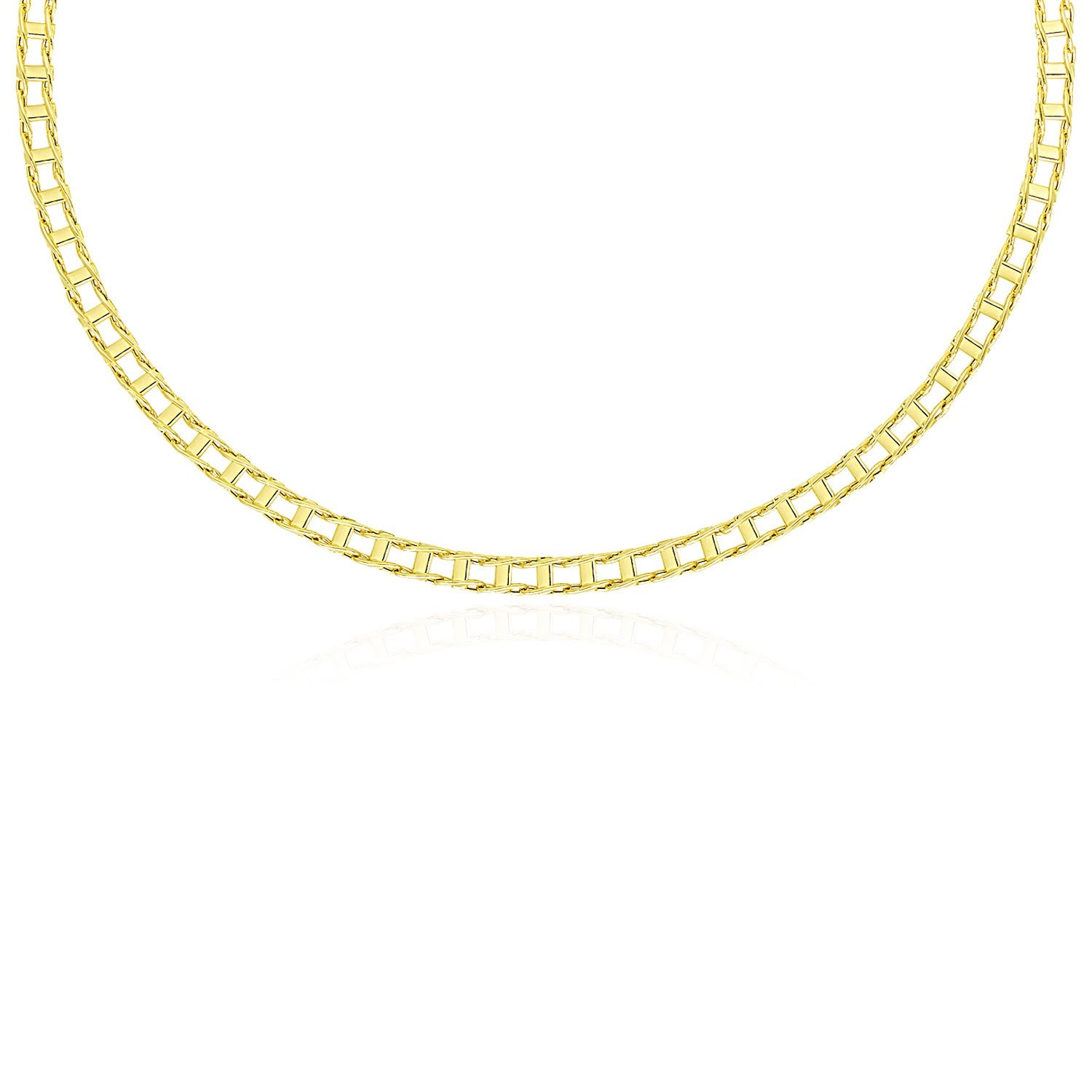 Yellow Gold 14k Classic Men's Necklace with Track Design Links