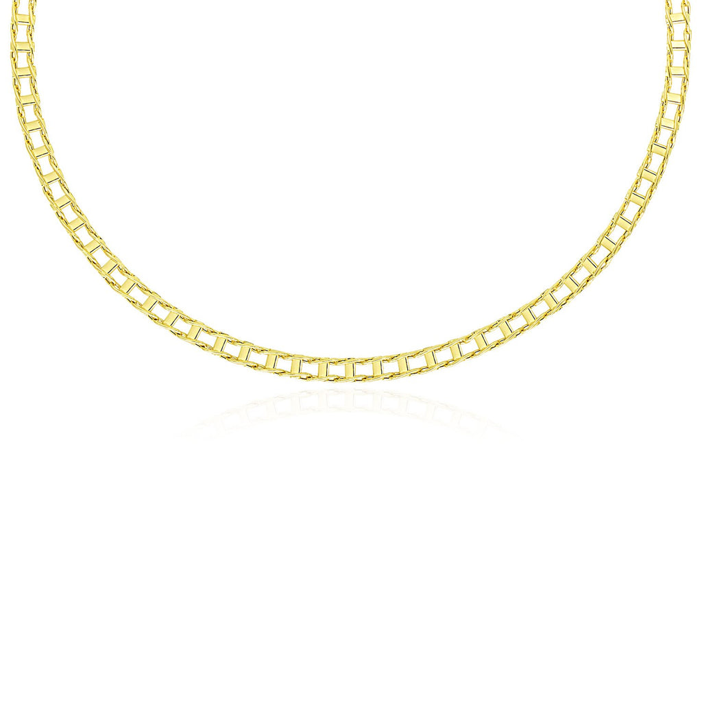 Yellow Gold 14k Classic Men's Necklace with Track Design Links