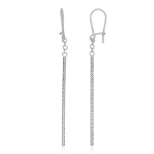 Load image into Gallery viewer, White Gold 14k Long Bar Diamond Cut Drop Earrings