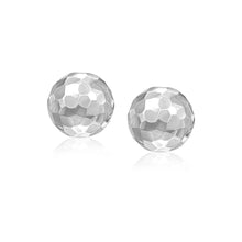 Load image into Gallery viewer, White Gold 14k 7mm Round Faceted Style Stud Earrings in Push Back Backing