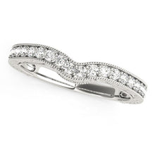 Load image into Gallery viewer, White Gold 14k Crafted Bead Border Curved Diamond Wedding Band 1/4 cttw