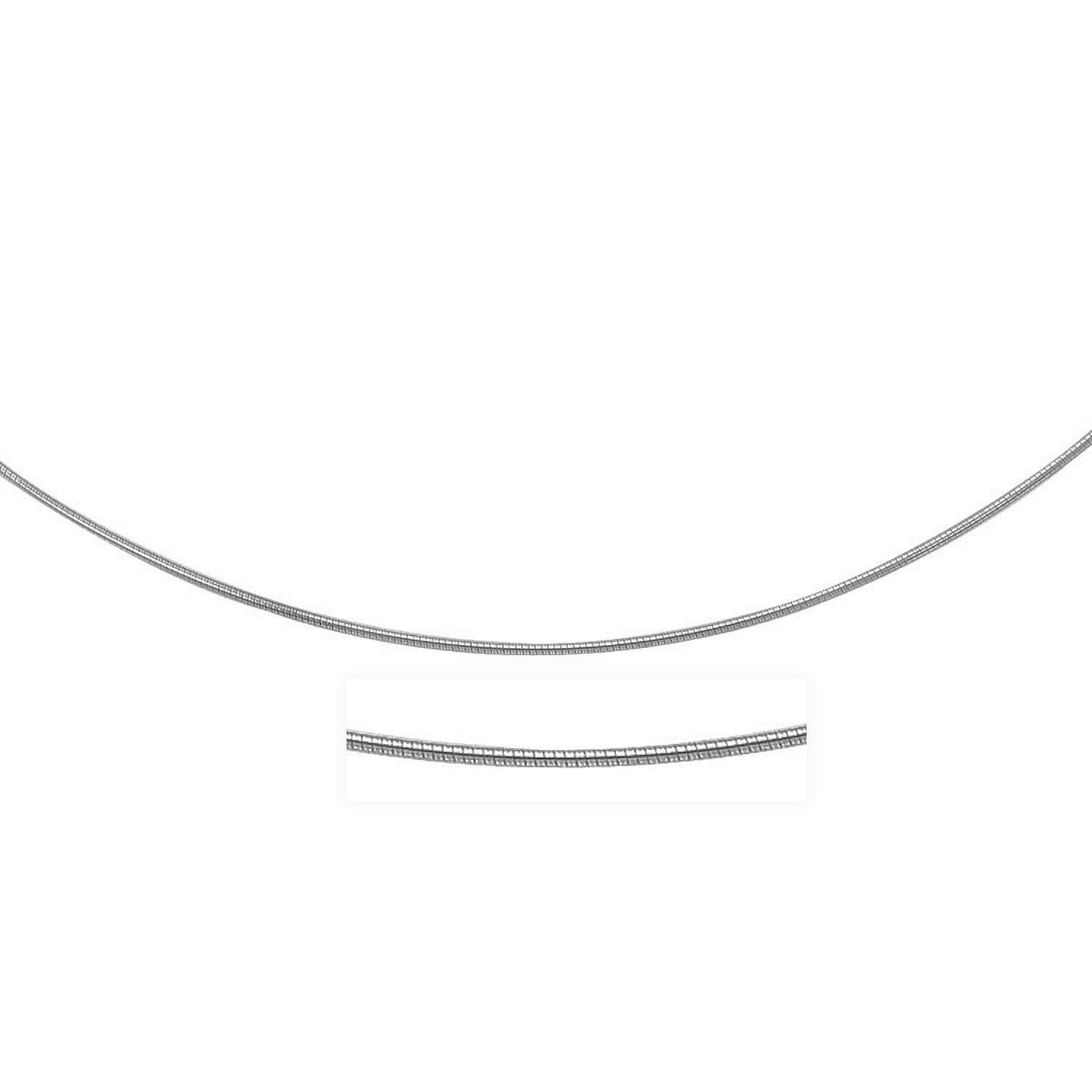 White Gold 14k Thin Motif Round Omega Necklace in Lobster Claw Lock