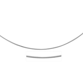 White Gold 14k Thin Motif Round Omega Necklace in Lobster Claw Lock