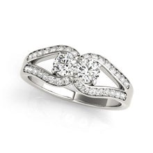 Load image into Gallery viewer, White Gold 14k Two Stone Split Shank Design Elegant Diamond Ring