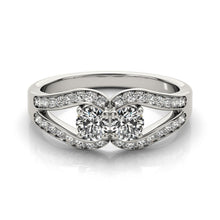 Load image into Gallery viewer, White Gold 14k Two Stone Split Shank Design Elegant Diamond Ring