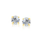 14k Yellow Gold Stud Earrings with White Hue Faceted Cubic Zirconia