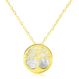 Yellow Gold 14k Necklace with Tree of Life Symbol in Mother of Pearl