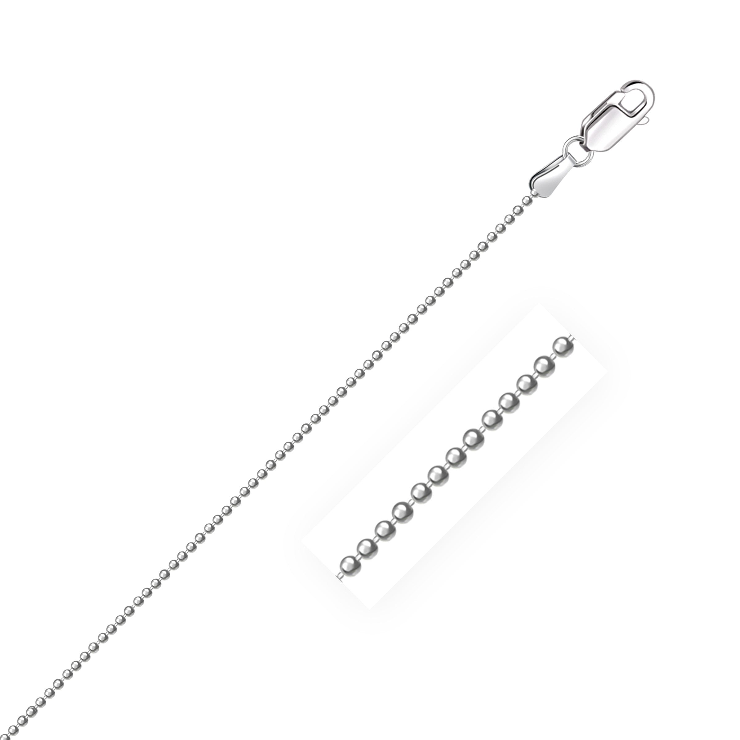 White Gold 14k Diamond-Cut Bead Chains 1.2mm in Lobster Closure