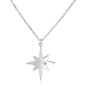 Sterling Silver 18 inch Necklace with Polished Star with Diamond in Lobster Claw Lock