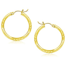 Load image into Gallery viewer, Yellow Gold 10k 25mm Diamond Cut Hoop Earrings in Snap Lock