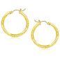 Yellow Gold 10k 25mm Diamond Cut Hoop Earrings in Snap Lock