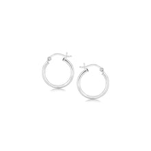 Load image into Gallery viewer, Polished Sterling Silver and Rhodium Plated Hoop Earrings (15mm)
