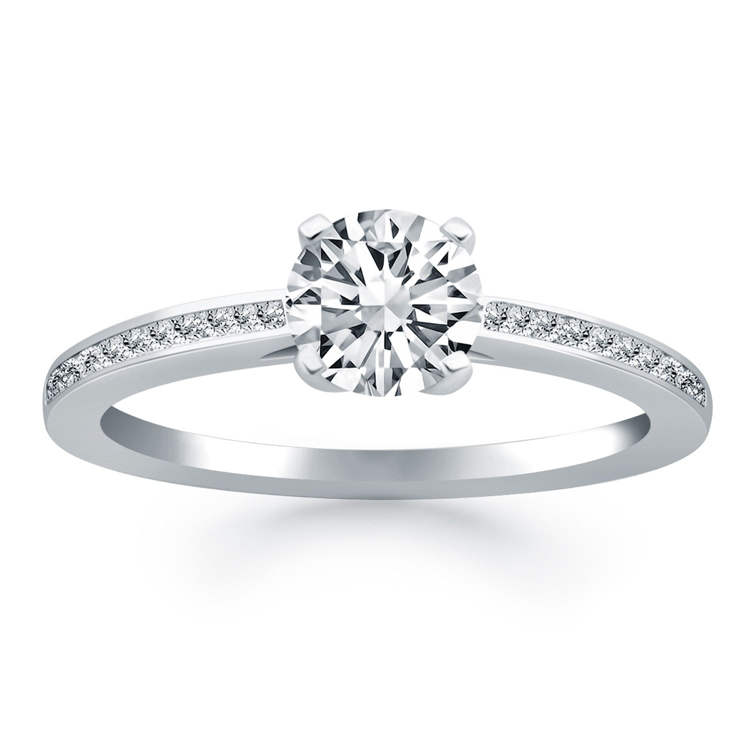 White Gold 14k Crafted Channel Set Cathedral Engagement Ring