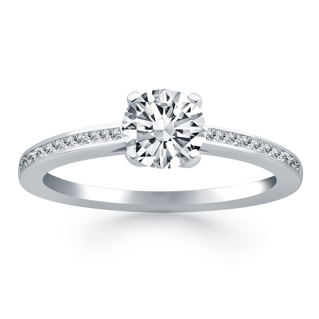 White Gold 14k Crafted Channel Set Cathedral Engagement Ring