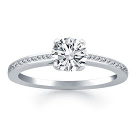 White Gold 14k Crafted Channel Set Cathedral Engagement Ring