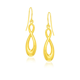 Yellow Gold 14k Polished Earrings in Infinity Design in French Wire Backing