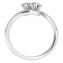 Load image into Gallery viewer, White Gold 14k Two Stone Bypass Elegant Diamond Ring