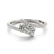 Load image into Gallery viewer, White Gold 14k Two Stone Bypass Elegant Diamond Ring